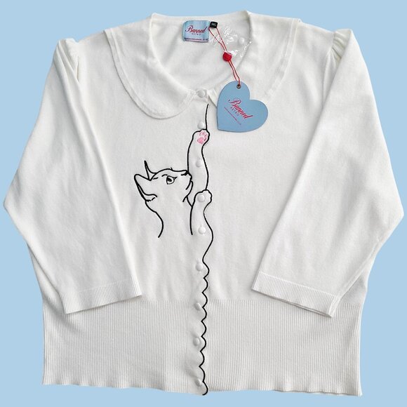 BANNED RETRO ~ Cat Scallop Collar Cardi ~ NEW! Size 3XL [UK] - 16 [US] - Picture 11 of 11